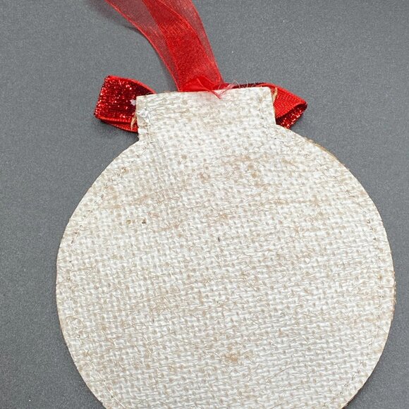 Holiday Time "Merry Christmas" Red Green Burlap Ornaments Set of 4 - Picture 10 of 12
